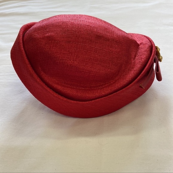 Vintage Hat Rhinestones Shimmer‎ Red Bow main image 2